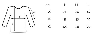 Size Chart for Alex Turtleneck Grey