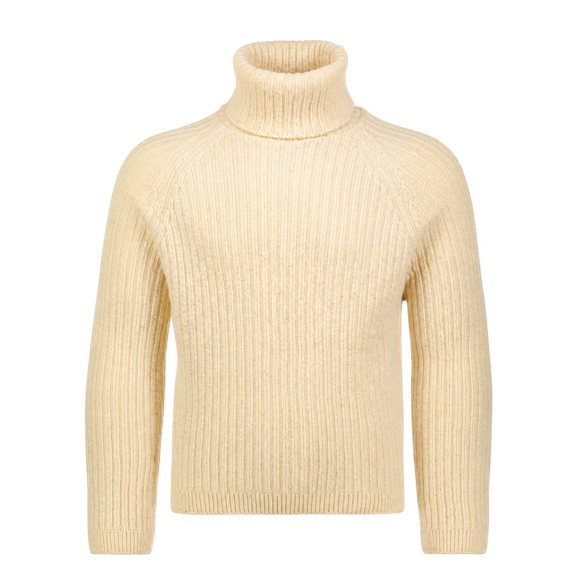 Ribbed white polo made from durable Finnish sheep wool. Sustainable and warm wool knit made in Finland.