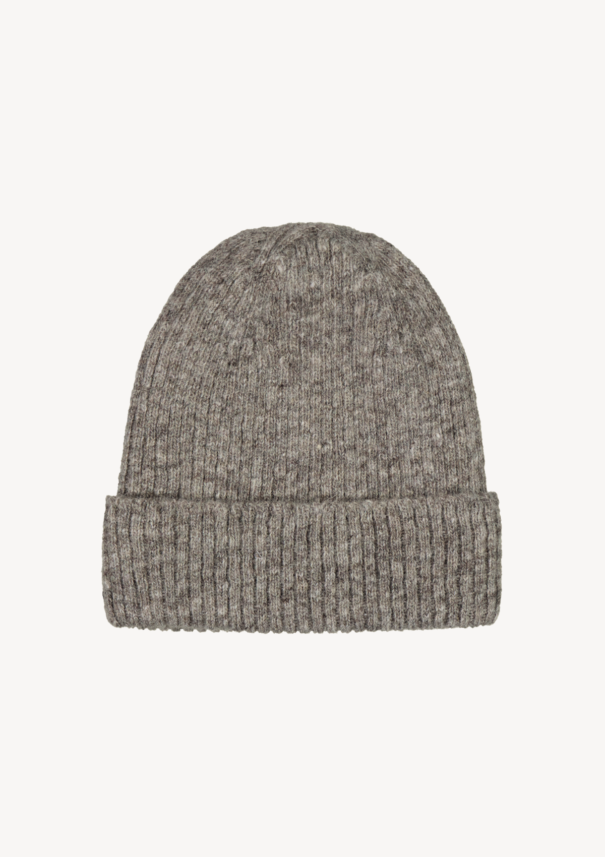 Grey thin ribbed beanie made from responsible Finnish sheep wool. Manufactured in Finland.