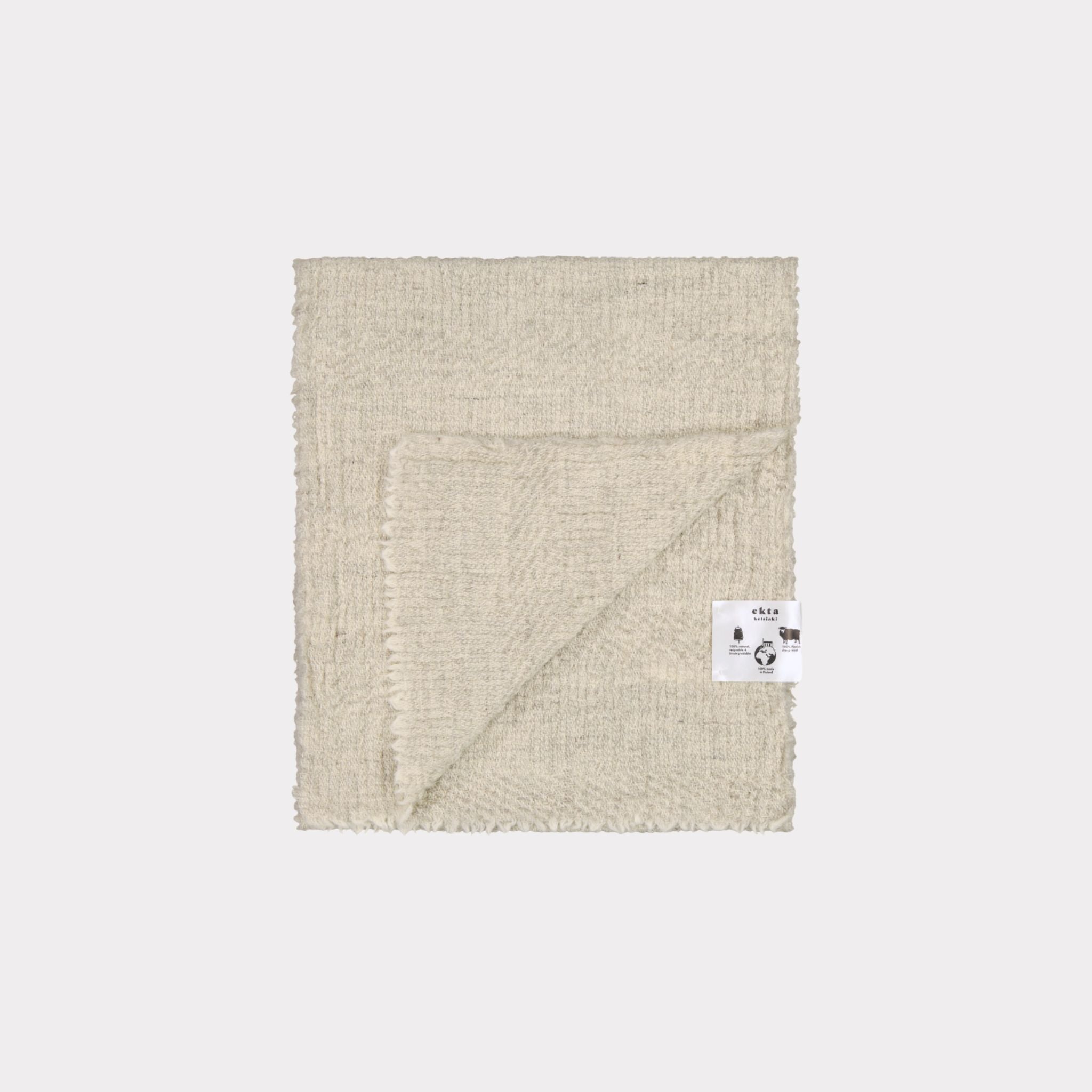 Light grey textured scarf in responsible Finnish wool. Manufactured in Finland.