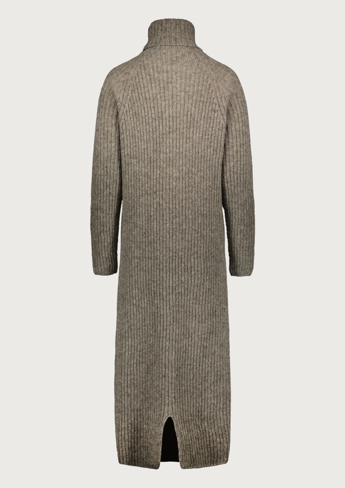 Ribbed long dress made out of Finnish sheep wool, responsibly manufactured in Finland
