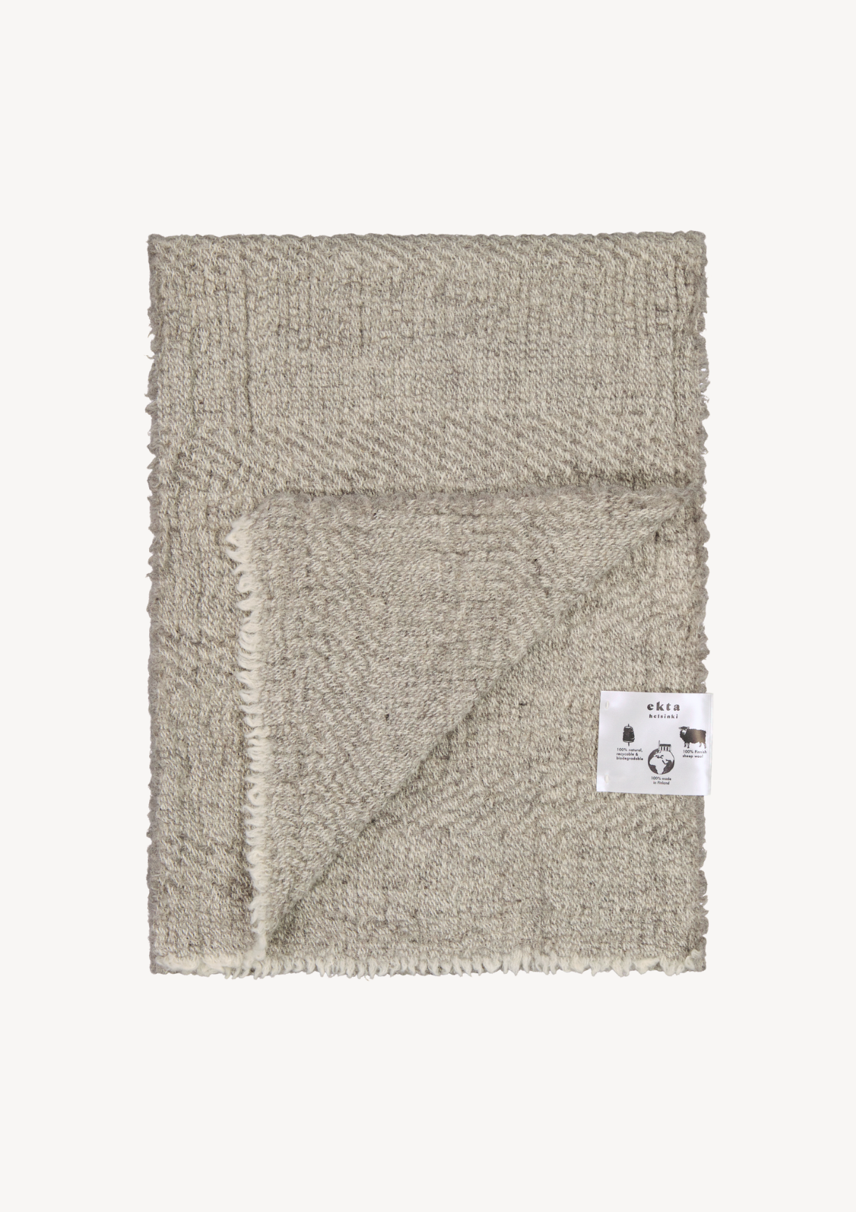 Grey textured scarf in responsible Finnish wool. Manufactured in Finland. 