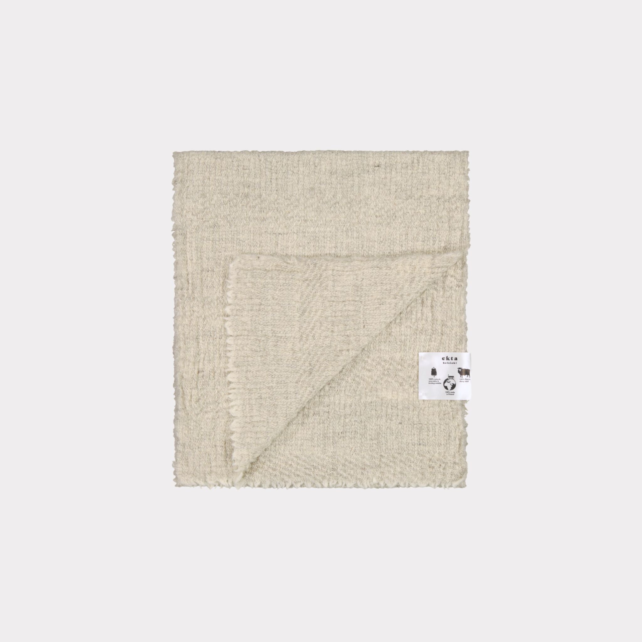 Light grey herringbone scarf in responsible Finnish sheep wool. Manufactured in Finland. 