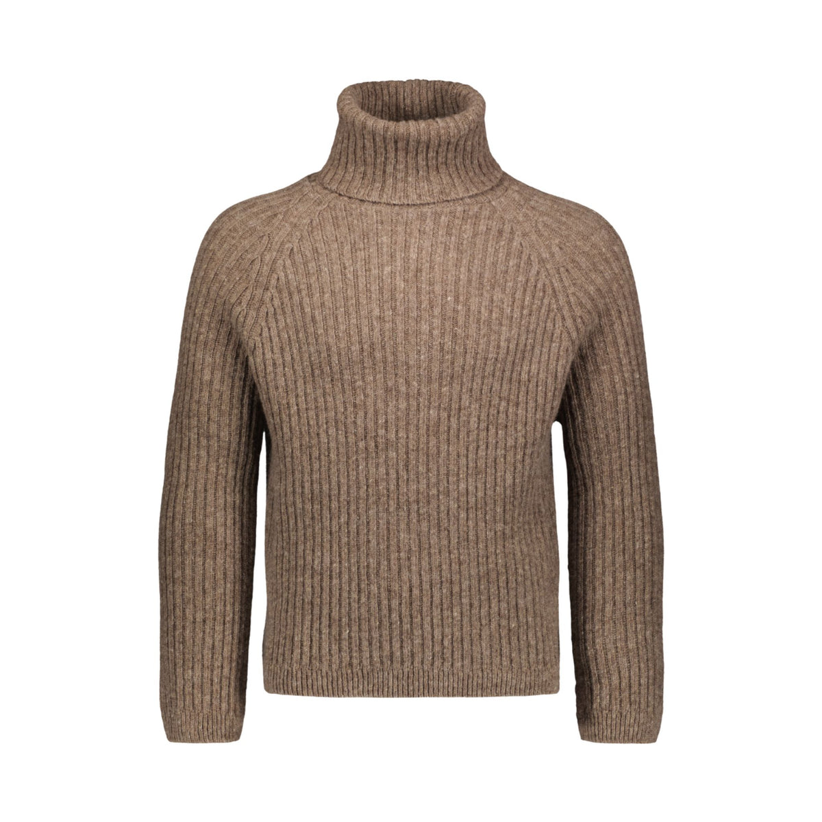 Ribbed beige polo made from Finnish durable sheep wool. Sustainable and warm wool knit made in Finland. 