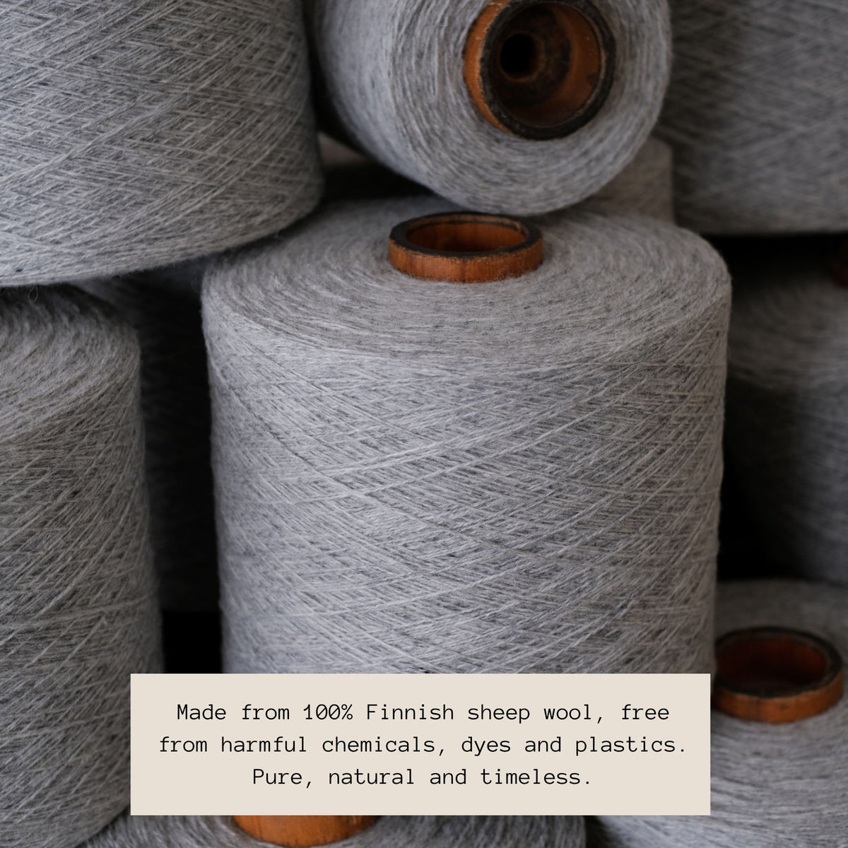 Made from 100% Finnish sheep wool, free from harmful chemicals, dyes and plastics. Pure, natural and timeless.