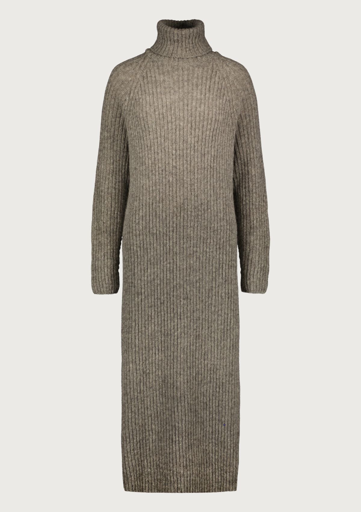 Ribbed long dress made out of Finnish sheep wool, responsibly manufactured  in Finland  